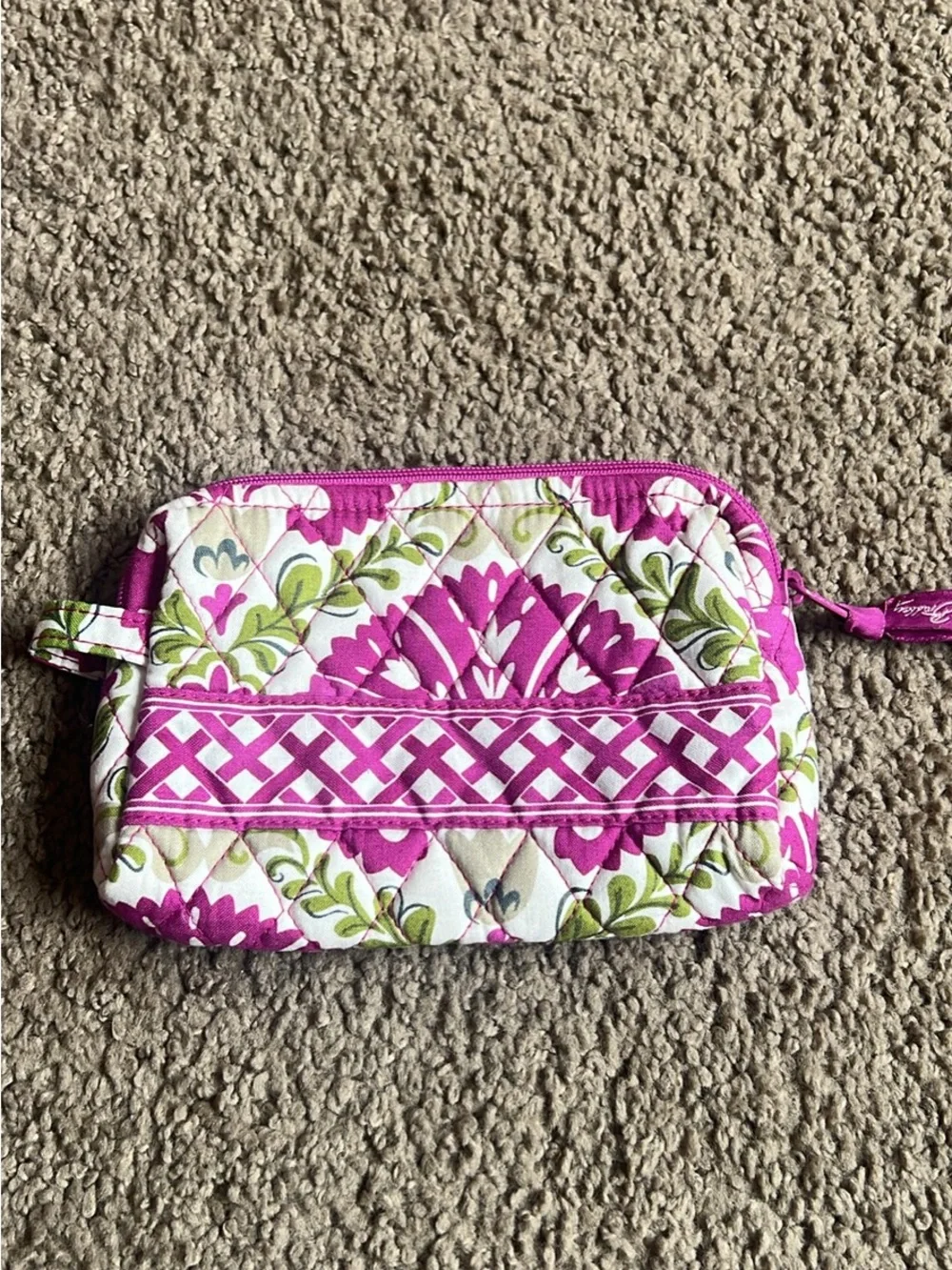 Vera Bradley Pink Green White Quilted Cosmetic Pouch